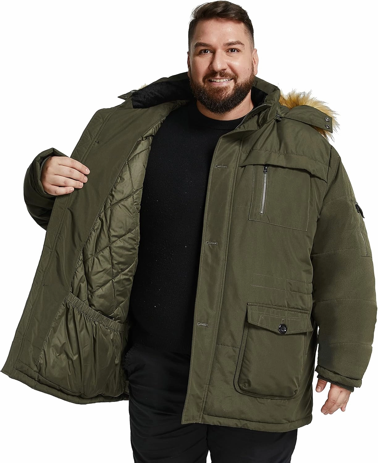 Soularge Men's Big and Tall Winter Warm Heavy Hooded Parka Jacket