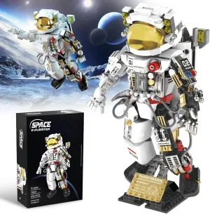 Space Astronaut Building Sets, HBUDS Space Toys Building Blocks Stem Kit, Cool Astronaut Toy Room Decor with Display Stand, Birthday Ideas for Boys Girls Adults Kids 8-14 and Up