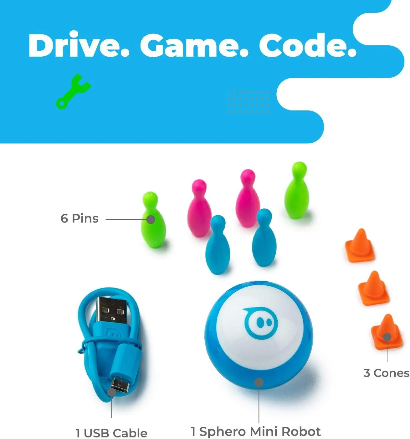 Sphero Mini (Blue) - Coding Robot Ball - Educational Coding and Gaming for Kids and Teens - Bluetooth Connectivity - Interactive and Fun Learning Experience for Ages 8 