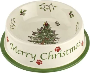 Spode Christmas Tree Pet Feeding Bowl - 8.5-Inch Stoneware Dish for Dogs and Cats - Festive Holiday Food and Water Bowl - Dishwasher Safe and Durable - Great Gift Idea for Pet Lovers
