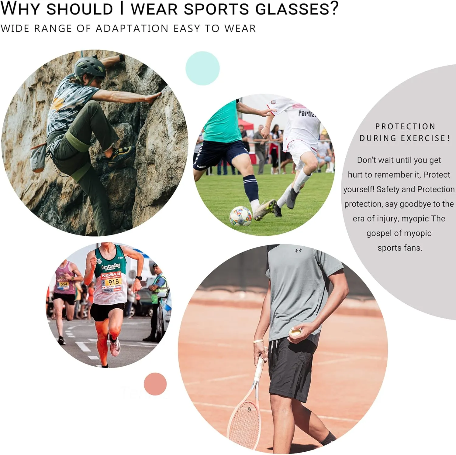 Sports Goggles Glasses Football Soccer Safety Glasses Goggles Adjustable Strap Interchangeable Temples for Men Youth