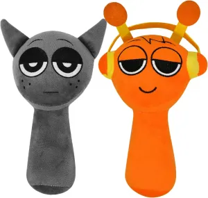 Sprunki Plush Toys, Horror Games Plushies Toy for Fans, Soft Stuffed Animal Pillow Figure Doll Christmas Birthday Gifts for Adult Kids (Gray Orange)