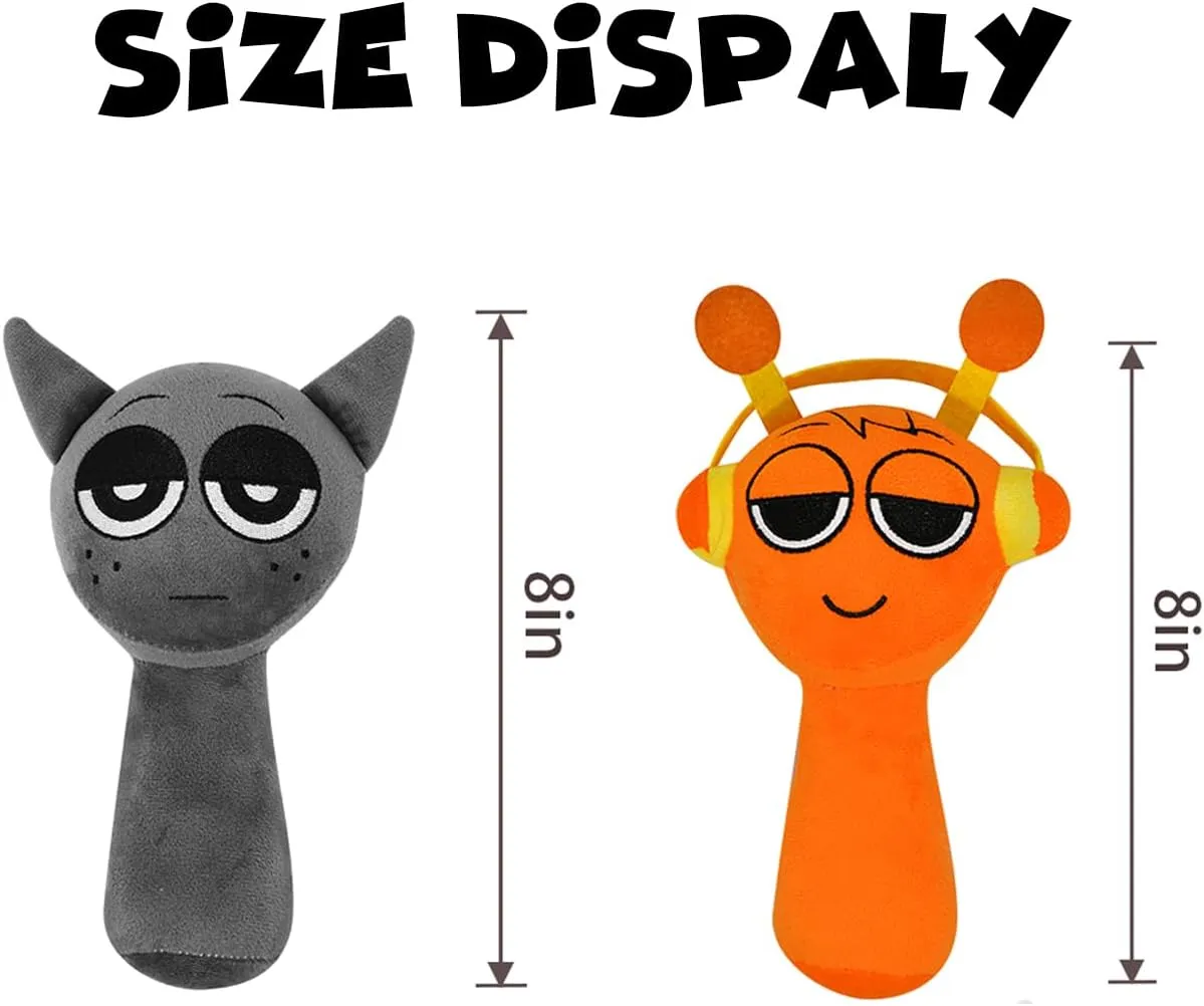 Sprunki Plush Toys, Horror Games Plushies Toy for Fans, Soft Stuffed Animal Pillow Figure Doll Christmas Birthday Gifts for Adult Kids (Gray Orange)