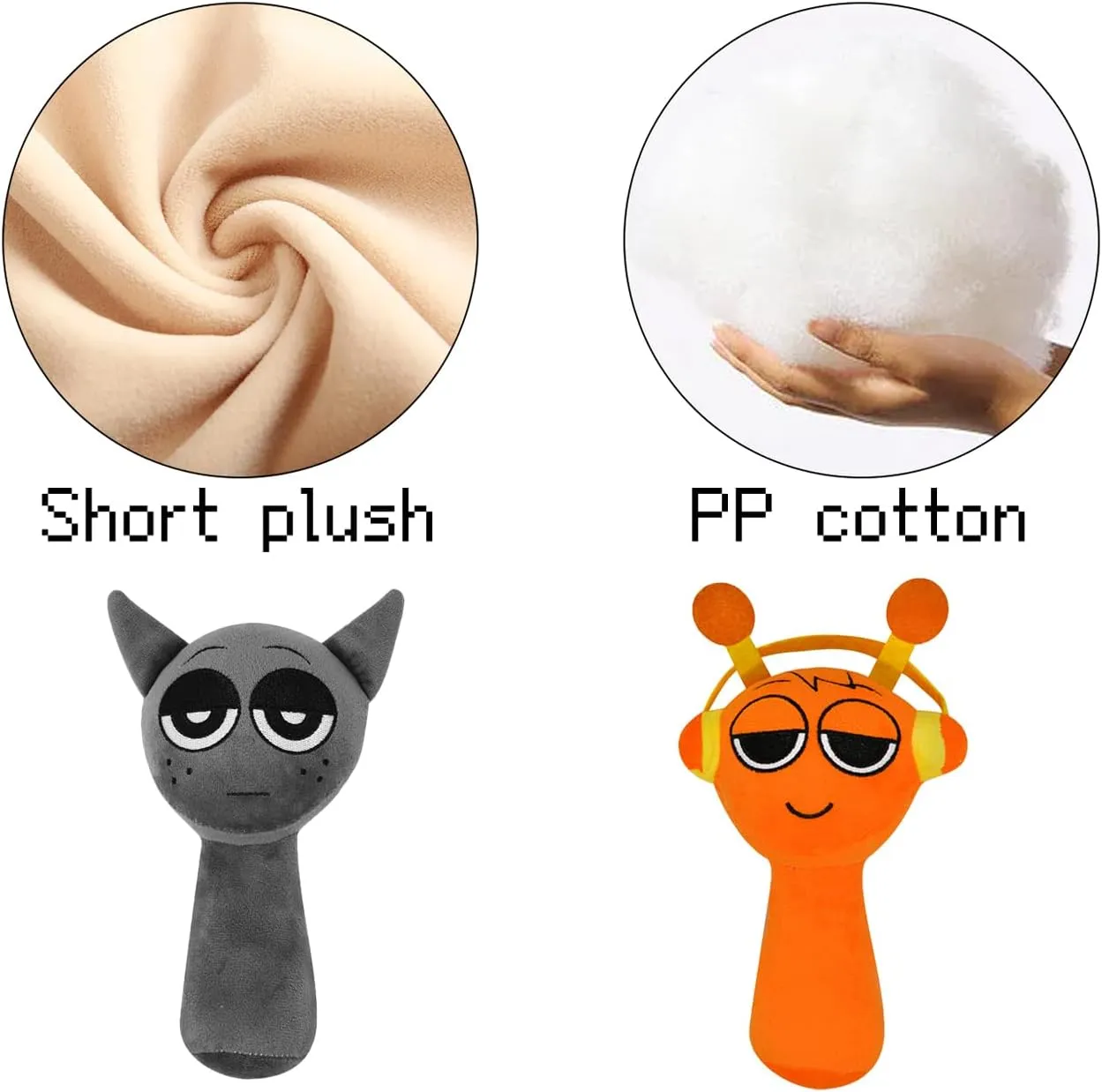 Sprunki Plush Toys, Horror Games Plushies Toy for Fans, Soft Stuffed Animal Pillow Figure Doll Christmas Birthday Gifts for Adult Kids (Gray Orange)