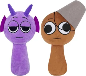 Sprunki Plush Toys, Horror Games Plushies Toy for Fans, Soft Stuffed Animal Pillow Figure Doll Christmas Birthday Gifts for Adult Kids (Purple Brown)