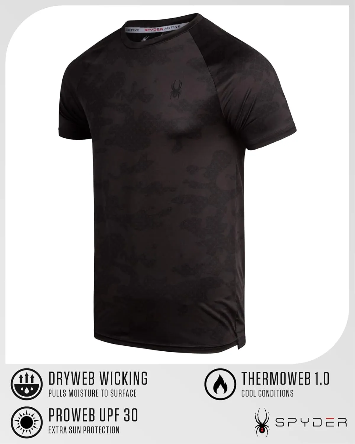 Spyder Men's Athletic T-Shirt - 2 Pack Dry Fit Short Sleeve Performance Sports Tee (S-XL)