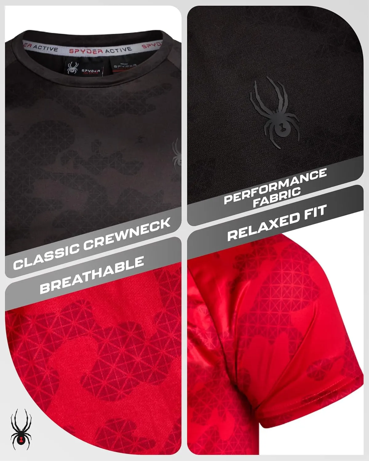 Spyder Men's Athletic T-Shirt - 2 Pack Dry Fit Short Sleeve Performance Sports Tee (S-XL)
