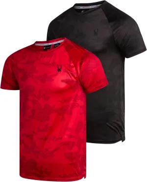 Spyder Men's Athletic T-Shirt - 2 Pack Dry Fit Short Sleeve Performance Sports Tee (S-XL)