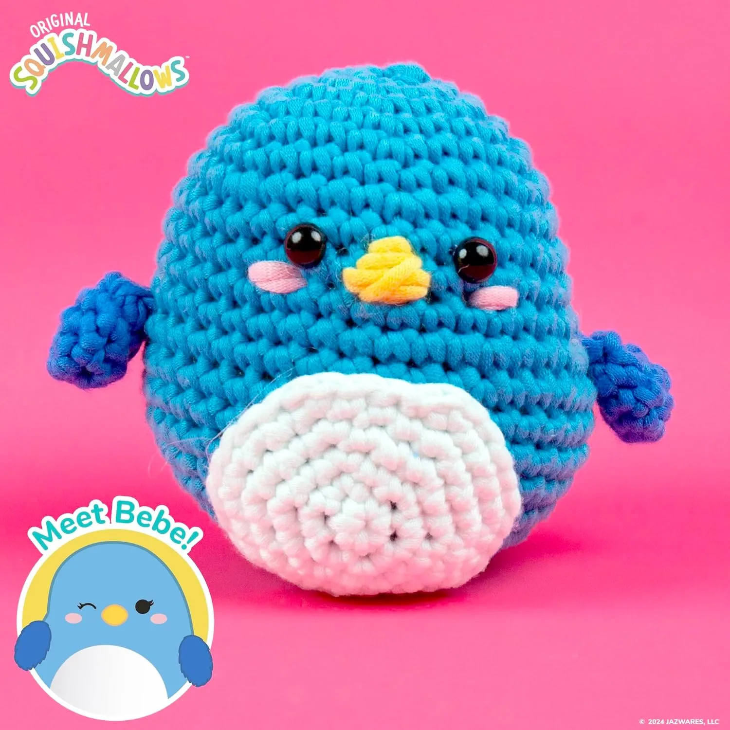 Squishmallow Original Bebe The Bluebird Crochet Kit, Includes Yarn, Crochet Hook, Starter Hooks, Step-by-Step Tutorials, Exclusive Crochet Kit for Beginners, DIY Craft, Crochet Kits, Great Teen Gifts