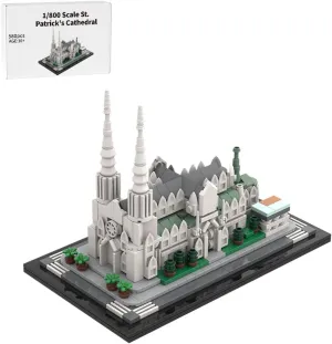 St. Patricks Cathedral Architecture Building Blocks Set, 580PCS 1/800 Scale World Famous Landmark Street View Collection Display Model Home Decor Kits, Gifts for Bricks Enthusiasts