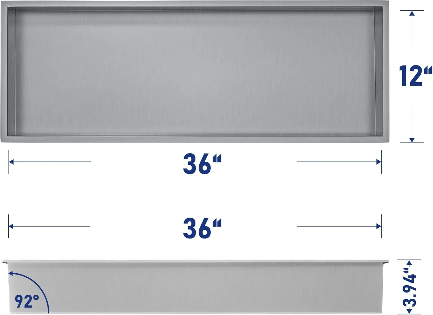 Stainless Steel Shower Niche 36" X 12" Gunmetal No Tile Needed Niche Shower Recessed Wall Niches for Bathroom Storage Over Mount Installation