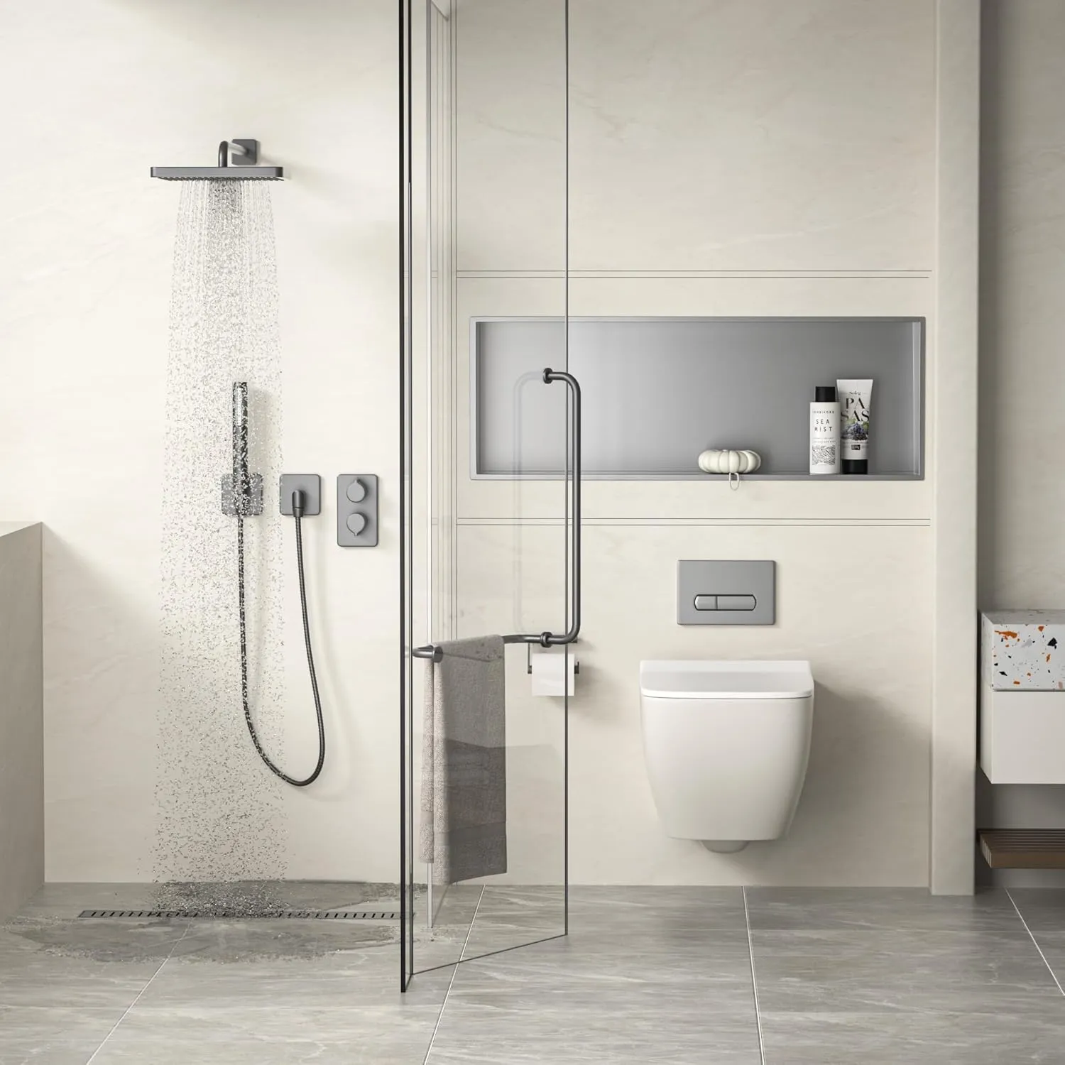 Stainless Steel Shower Niche 36" X 12" Gunmetal No Tile Needed Niche Shower Recessed Wall Niches for Bathroom Storage Over Mount Installation