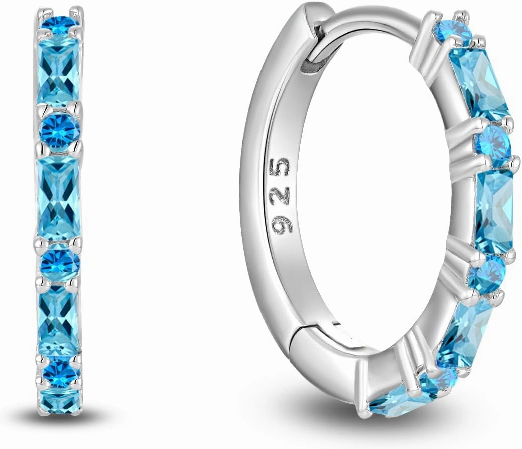 Starchenie Gemstone Huggie Hoop Earrings 925 Sterling Silver Birthstones Jewelry Gift for Women