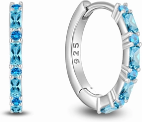 Starchenie Gemstone Huggie Hoop Earrings 925 Sterling Silver Birthstones Jewelry Gift for Women