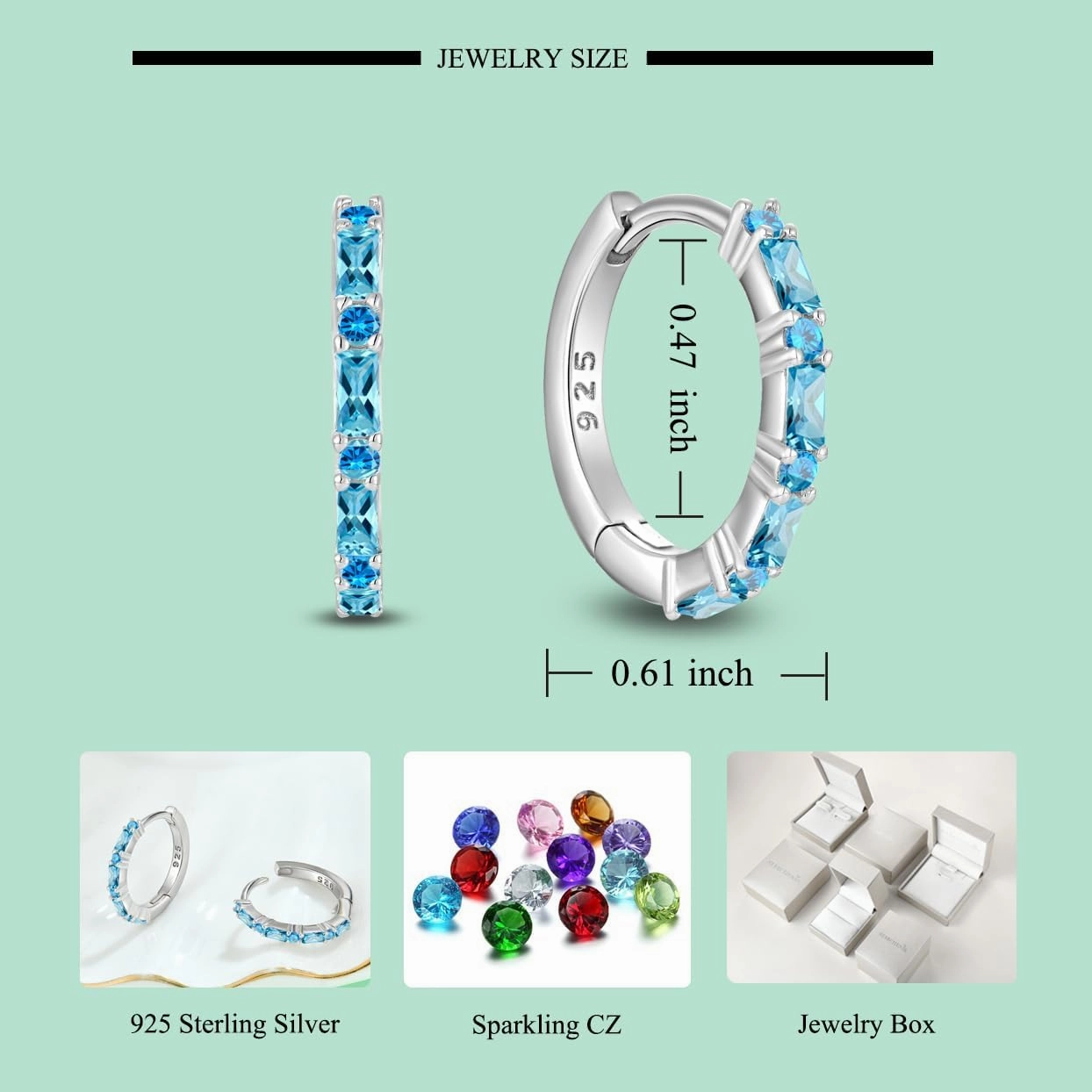 Starchenie Gemstone Huggie Hoop Earrings 925 Sterling Silver Birthstones Jewelry Gift for Women