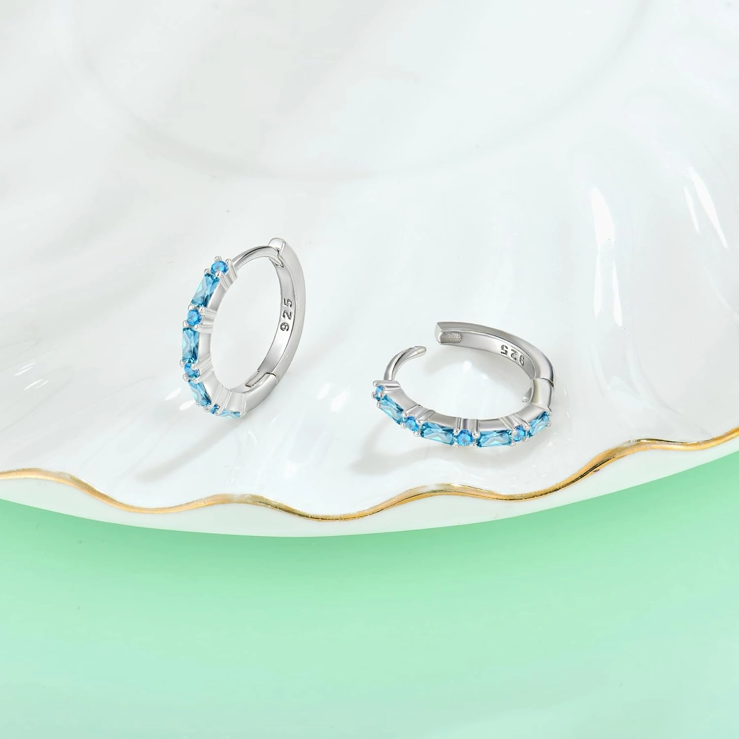 Starchenie Gemstone Huggie Hoop Earrings 925 Sterling Silver Birthstones Jewelry Gift for Women