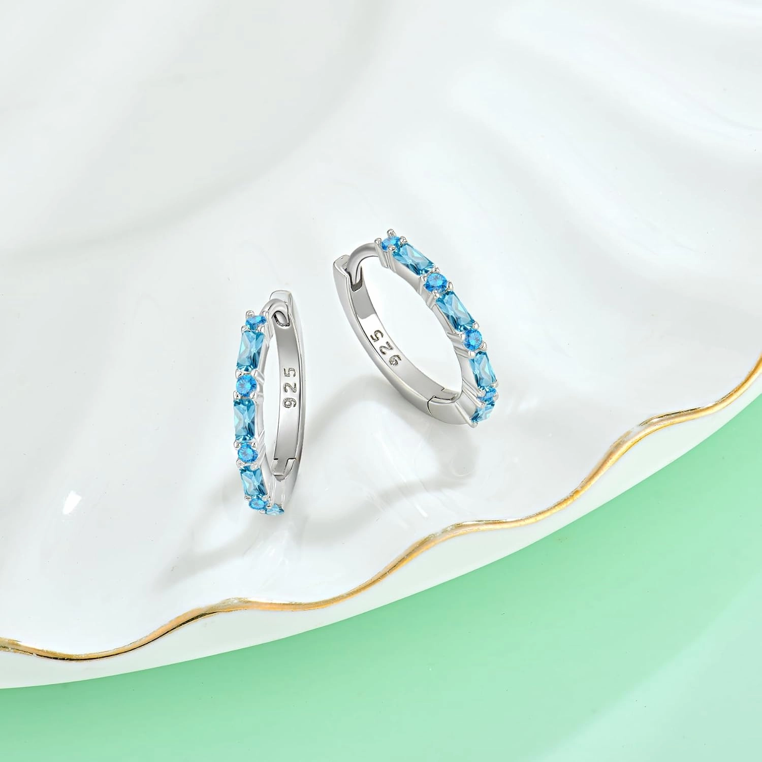 Starchenie Gemstone Huggie Hoop Earrings 925 Sterling Silver Birthstones Jewelry Gift for Women