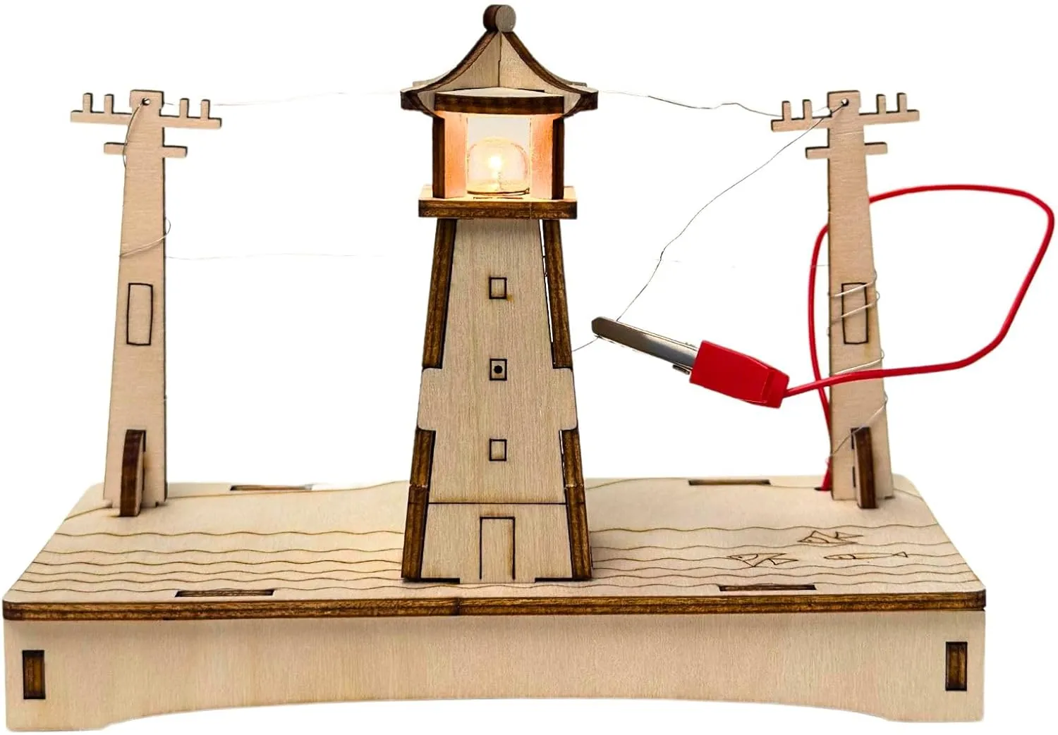 STEM Wooden Light Tower Kit for Kids Age 8-12 – Build a Wooden Circuit with Adjustable Light Brightness – Learn Electricity & Resistance for Kids Ages 8,9,10,11,12