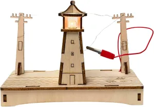 STEM Wooden Light Tower Kit for Kids Age 8-12 – Build a Wooden Circuit with Adjustable Light Brightness – Learn Electricity & Resistance for Kids Ages 8,9,10,11,12