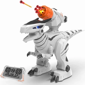 STEMTRON Programmable Remote Control Robot Dinosaur Toy for Kids, Interactive Robotic Dinosaur, Robo Dinosaur, RC Robot with Touch Sensing, LED Eyes, Dance & Music (Middle Size)