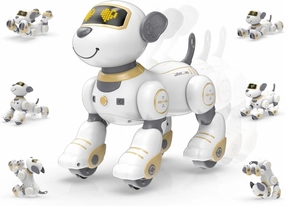 STEMTRON Remote Control Robot Dog Toy for Kid, Programmable Robotic Puppy, Interactive Robotic Dog Gift, Follow & Touch Function Robo Dog with Music