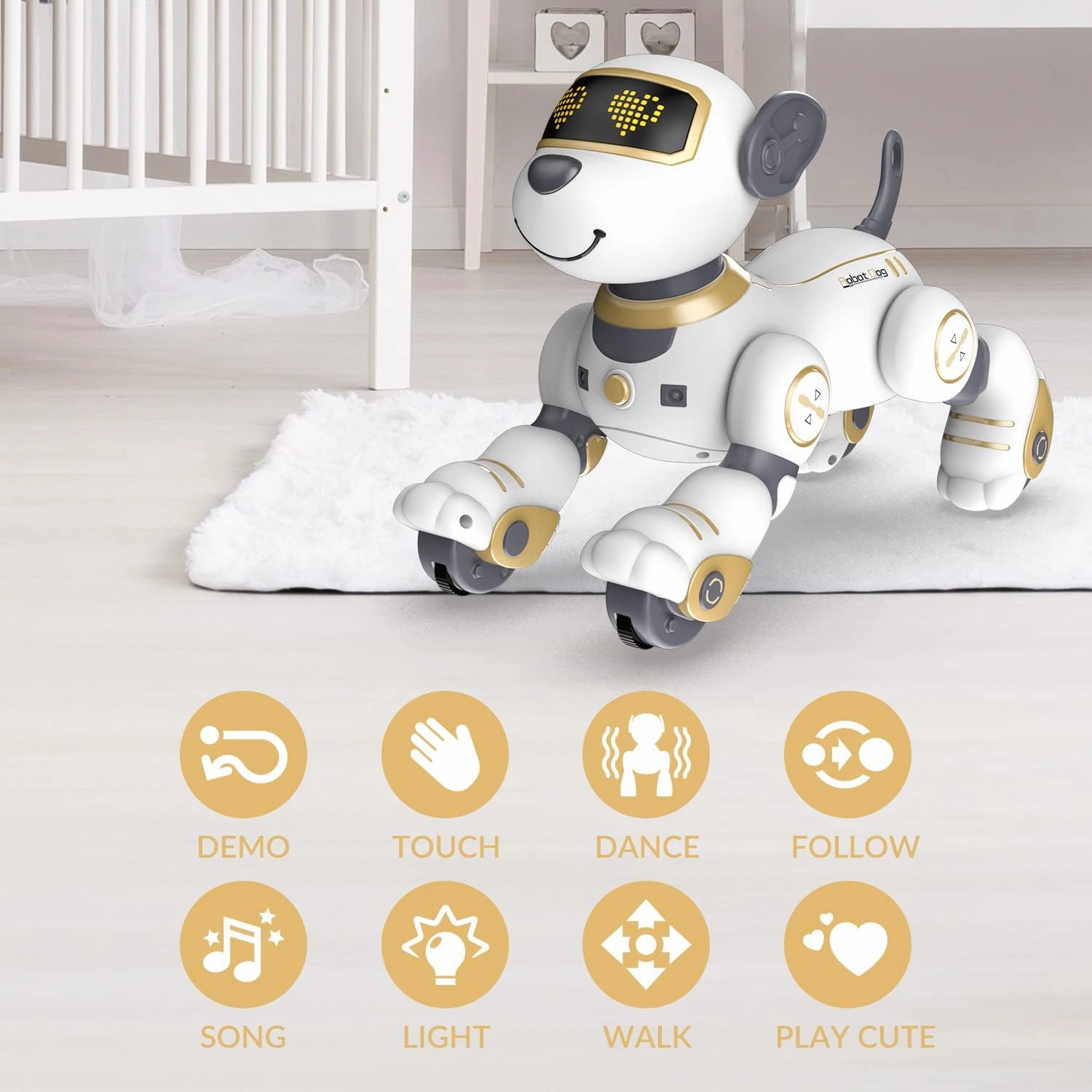 STEMTRON Remote Control Robot Dog Toy for Kid, Programmable Robotic Puppy, Interactive Robotic Dog Gift, Follow & Touch Function Robo Dog with Music