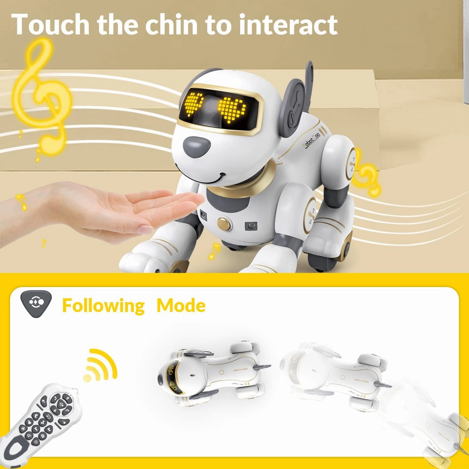 STEMTRON Remote Control Robot Dog Toy for Kid, Programmable Robotic Puppy, Interactive Robotic Dog Gift, Follow & Touch Function Robo Dog with Music