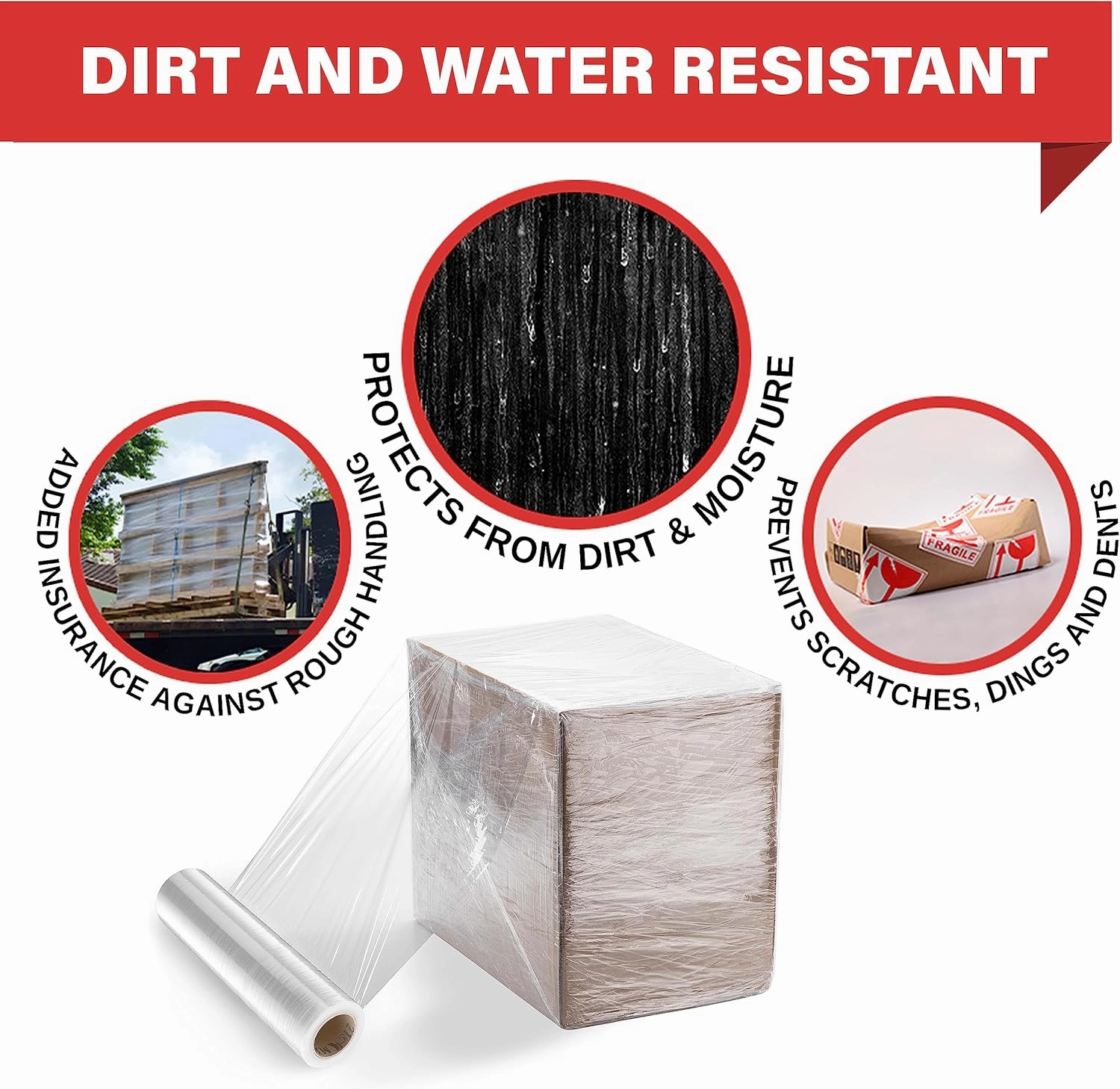 Stretch Wrap Industrial Strength 4 Pack 17.5" 1100 SqFt 80 Gauge Extra Thick (20 Micron) Shrink Wrap Roll for Moving Supplies, Furniture, Pallets, Plastic Wrap for Packing, Heavy Duty Stretch Film