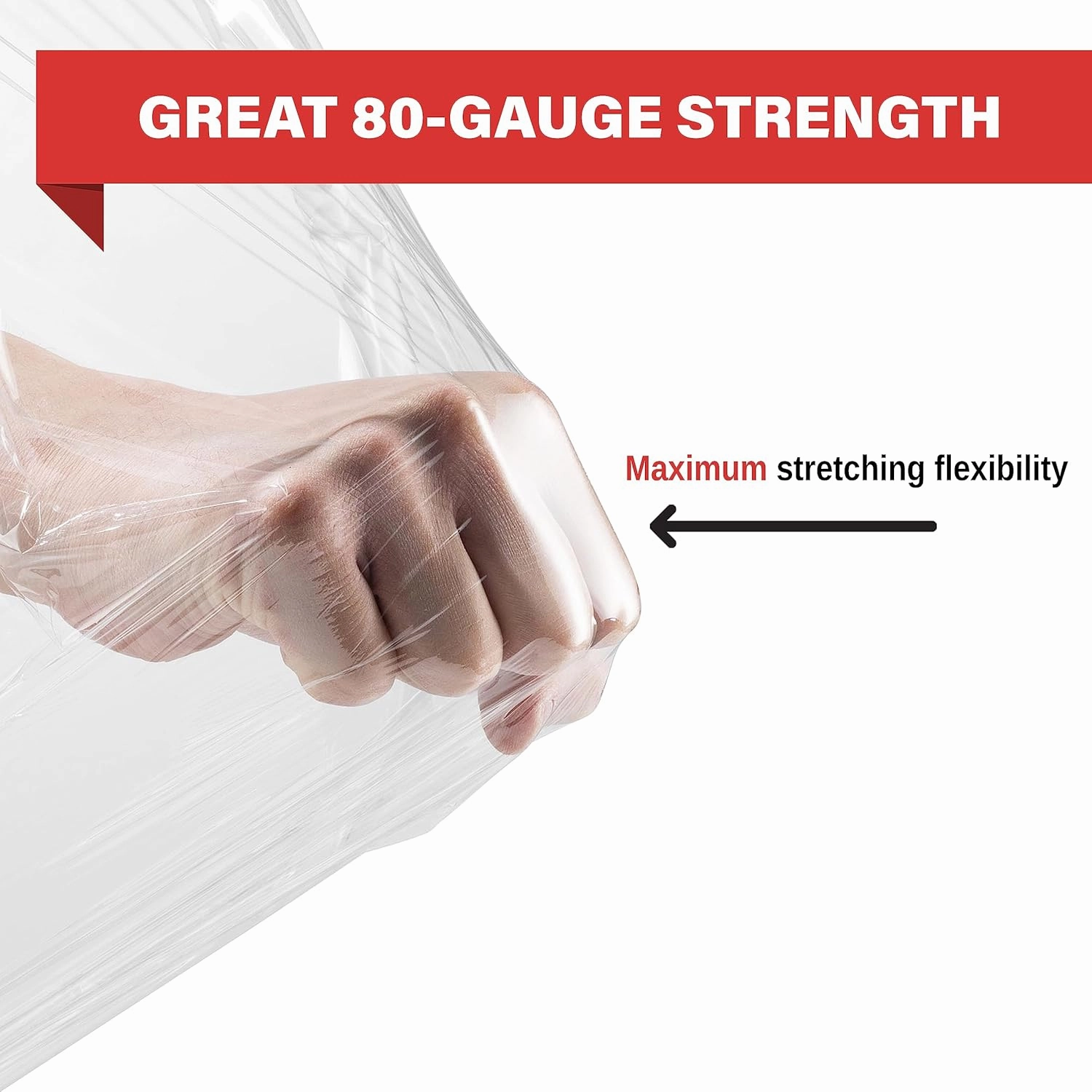 Stretch Wrap Industrial Strength 4 Pack 17.5" 1100 SqFt 80 Gauge Extra Thick (20 Micron) Shrink Wrap Roll for Moving Supplies, Furniture, Pallets, Plastic Wrap for Packing, Heavy Duty Stretch Film