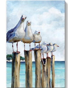 SUMGAR Ocean Wall Art Coastal Sea Bird Artwork Framed Prints Wall Decor Teal Beach Canvas Paintings for Bathroom Bedroom Living Room Decor 16"x24"