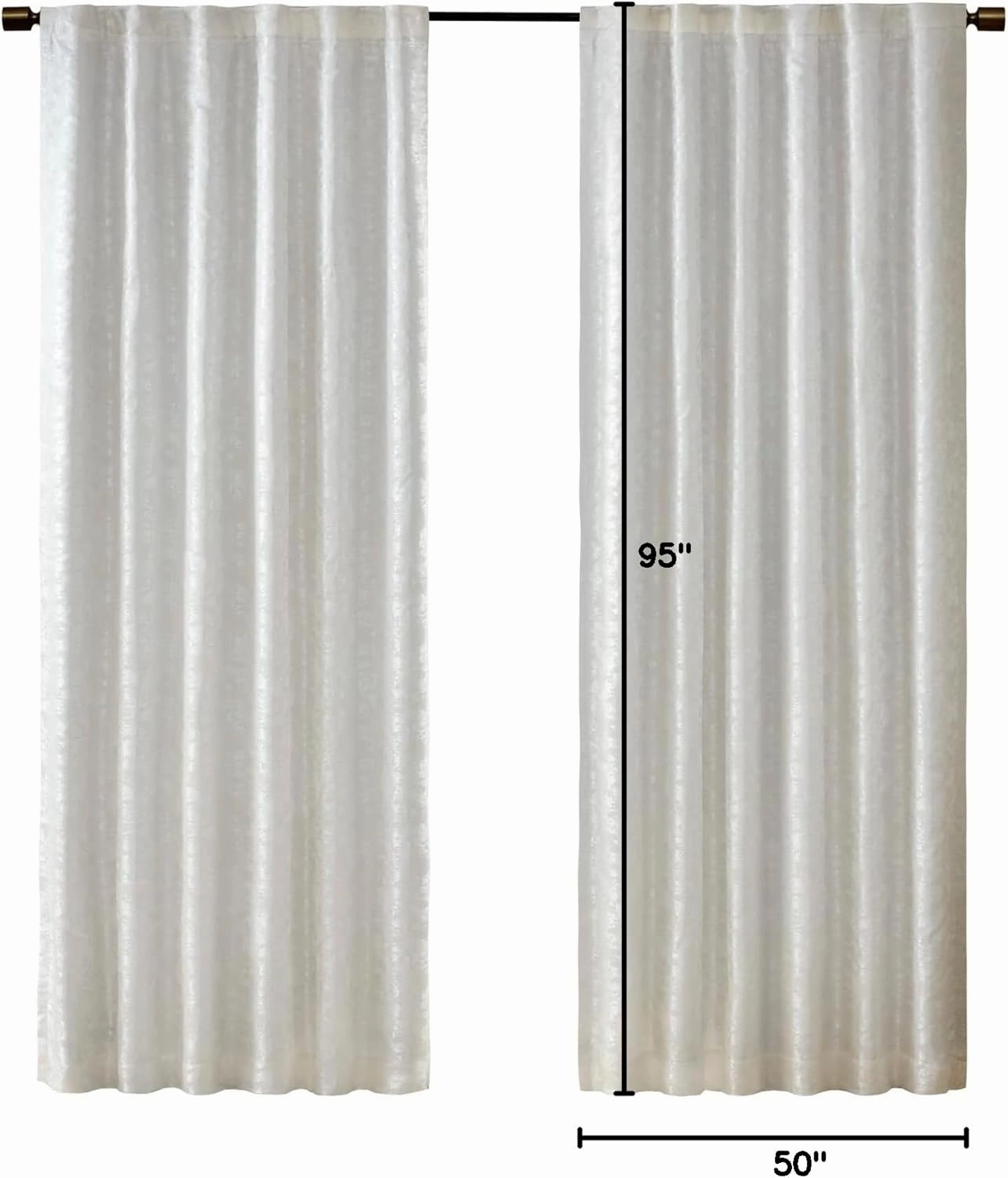 Sun Smart Cassius, Single Total Blackout Curtain for Bedroom, Luxurious Sheen Marble Jacquard, Window Treatment Panel, Rod Pocket Top, Easy to Hang, Fits 1.25" Rod, Machine Washable, 50" x 95" White