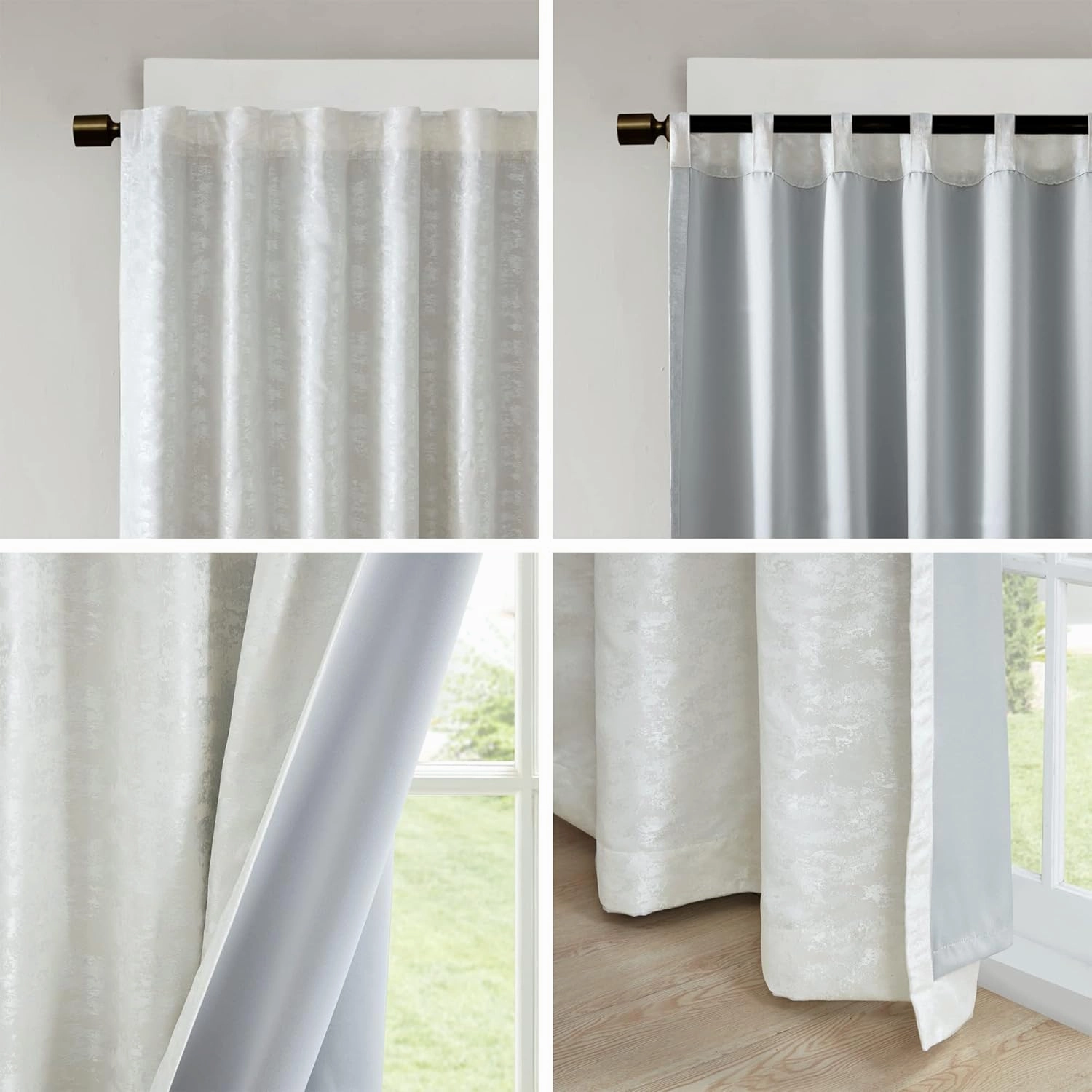 Sun Smart Cassius, Single Total Blackout Curtain for Bedroom, Luxurious Sheen Marble Jacquard, Window Treatment Panel, Rod Pocket Top, Easy to Hang, Fits 1.25" Rod, Machine Washable, 50" x 95" White