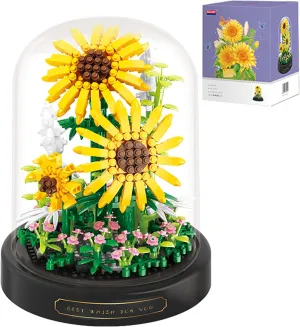 Sunflower Flower Bouquet Set,Mini Bricks Botanical Collection Flowers Building Blocks,Artificial Plant Bonsai Tree Friend Set,New Year Valentines Birthday Gift for Mom Girls Women Adults