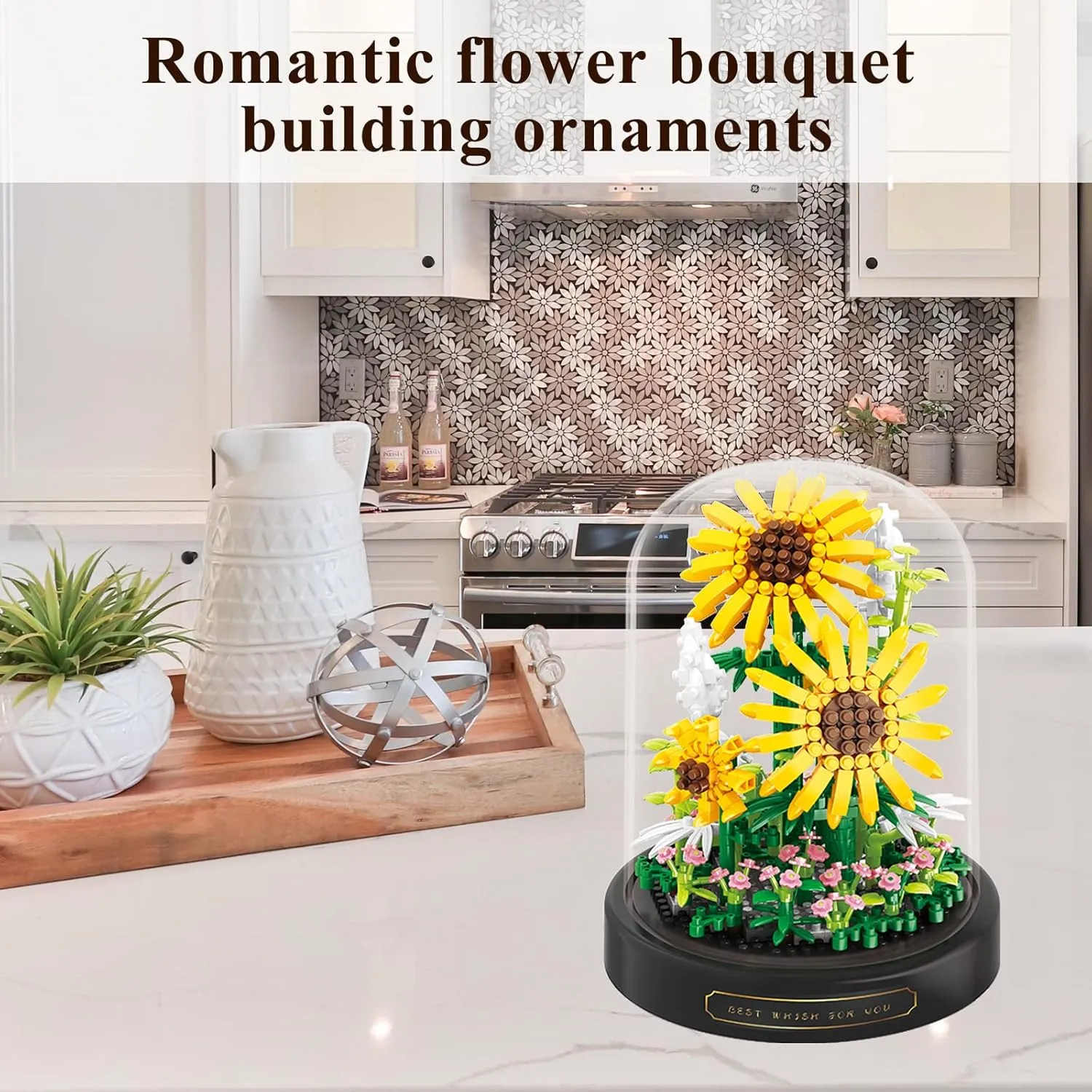 Sunflower Flower Bouquet Set,Mini Bricks Botanical Collection Flowers Building Blocks,Artificial Plant Bonsai Tree Friend Set,New Year Valentines Birthday Gift for Mom Girls Women Adults
