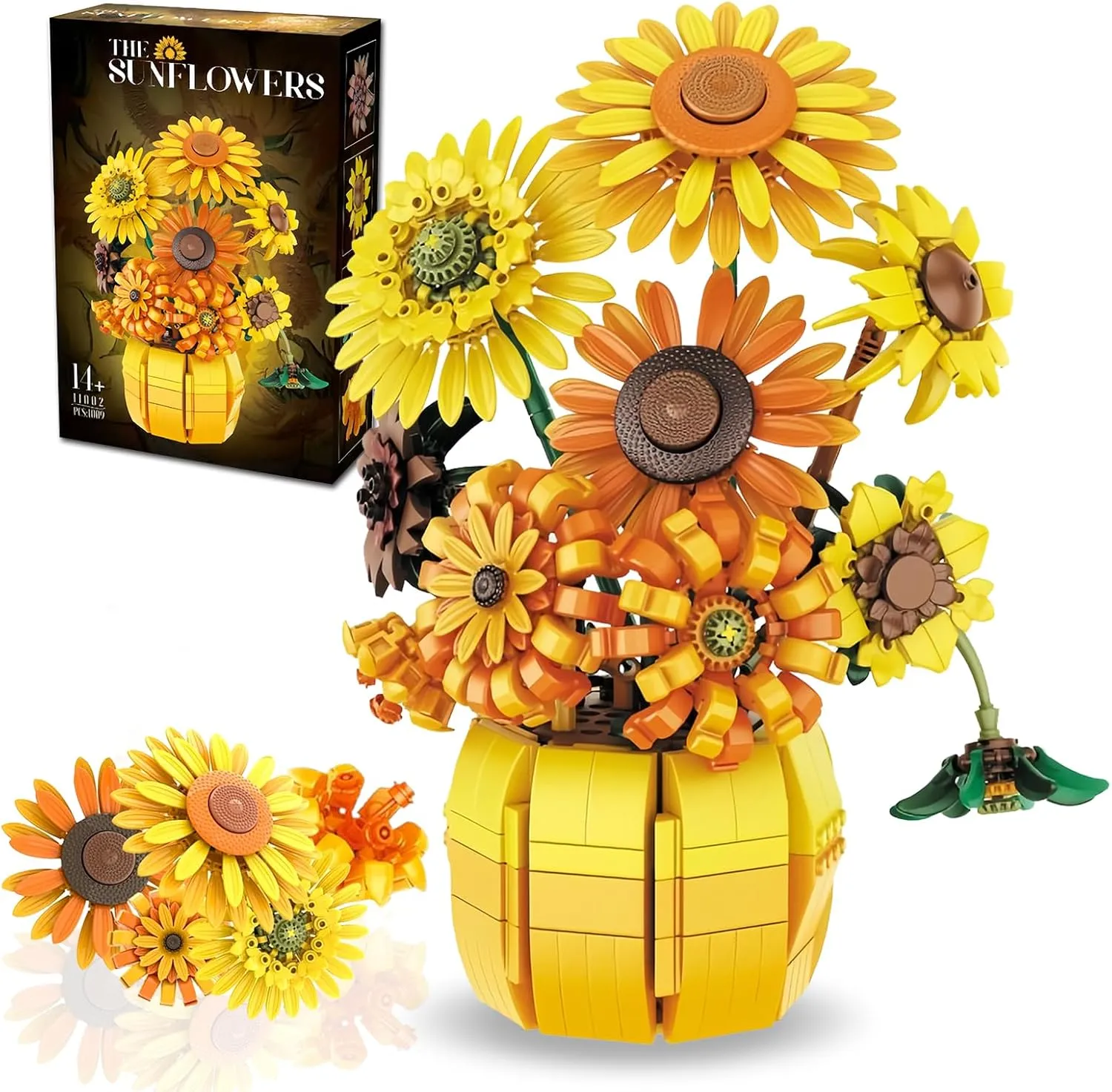 Sunflowers Building Set for Adult, Van Gogh Prints Art Botanical Collection for Woman Girls 14 , Home Decor/Valentine/Christmas, 1009PCS