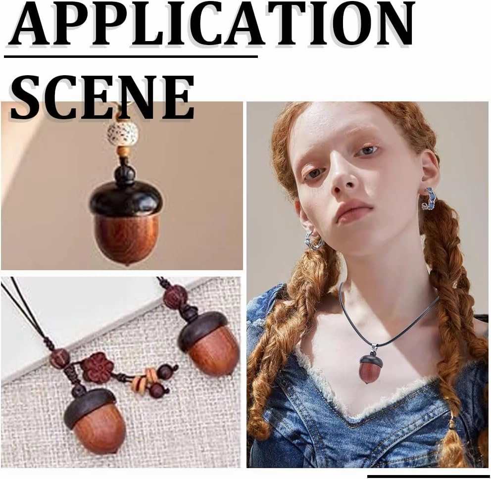 SUNNYCLUE 6 Sets Wooden Acorn Locket Necklace Making Kit Wooden Acorn Charms Wood Acorn Charms Autumn Christams Mini Wooden Nut Charms Brown Detachable Wood Acorn Box Charms for Jewelry Making Kits