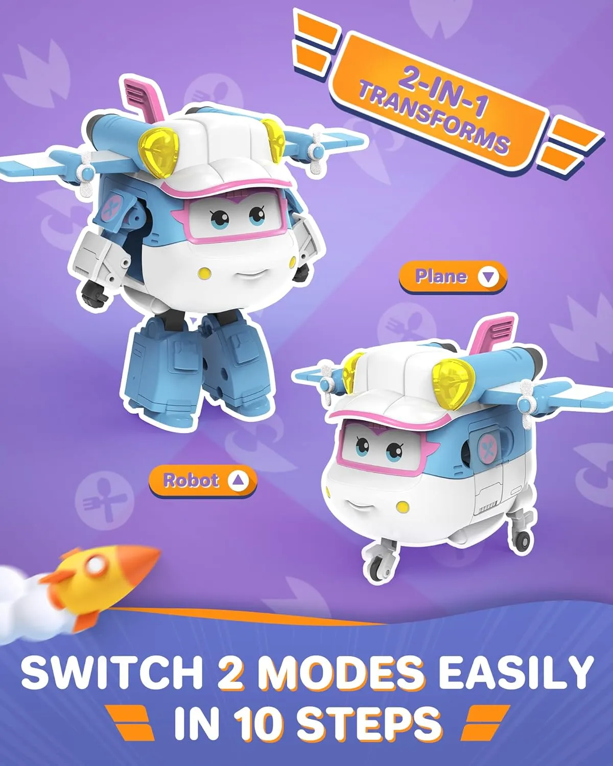 Super Wings - 5" Transforming Lime Airplane Toys Vehicle Action Figure, Season 6 New Character, Plane to Robot in 10 Steps, Birthday Gifts for 3 4 5 Year Old Boys and Girls Preschool Kid