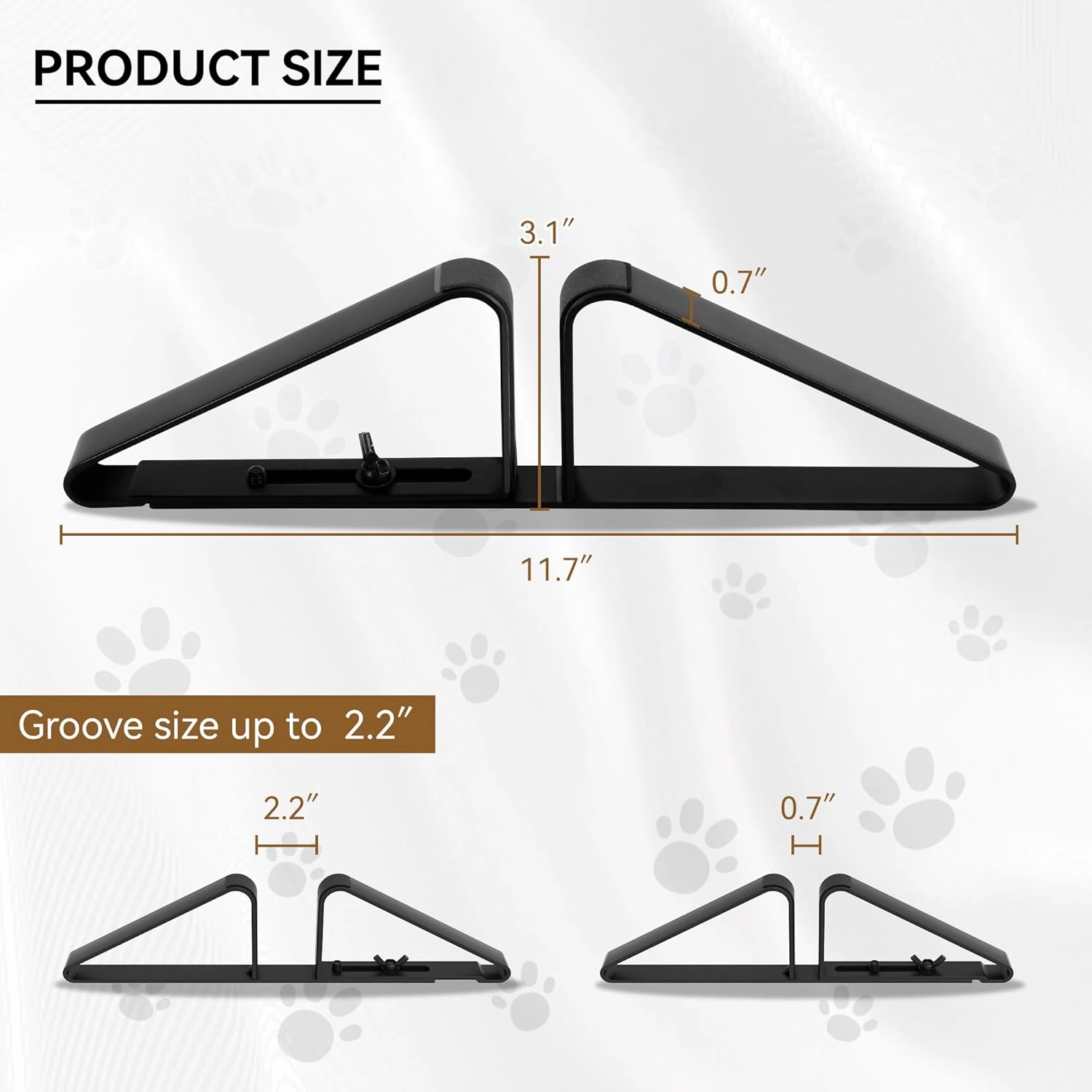 Support Feet for Pet Gate (Updated Version), Pet Gate Metal Support Feet Set of 2 for Extra Wide Foldable Dog Gates, Easy to Install, A Pair of Safety Fence Feet for Wooden Dog Gate, Black