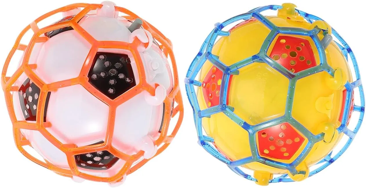 SUPVOX 2pcs Luminous Jumping Football for Light Up Bouncy Balls for Parties No Battery Required Enhances Coordination Control Random Color