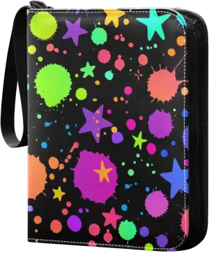 susiyo Bright Drops of Paints on Black Card Binder 400 Pockets Cute Trading Football Collectible Card Albums