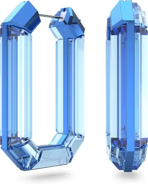 SWAROVSKI Lucent hoop earrings, Blue, Rhodium Finish