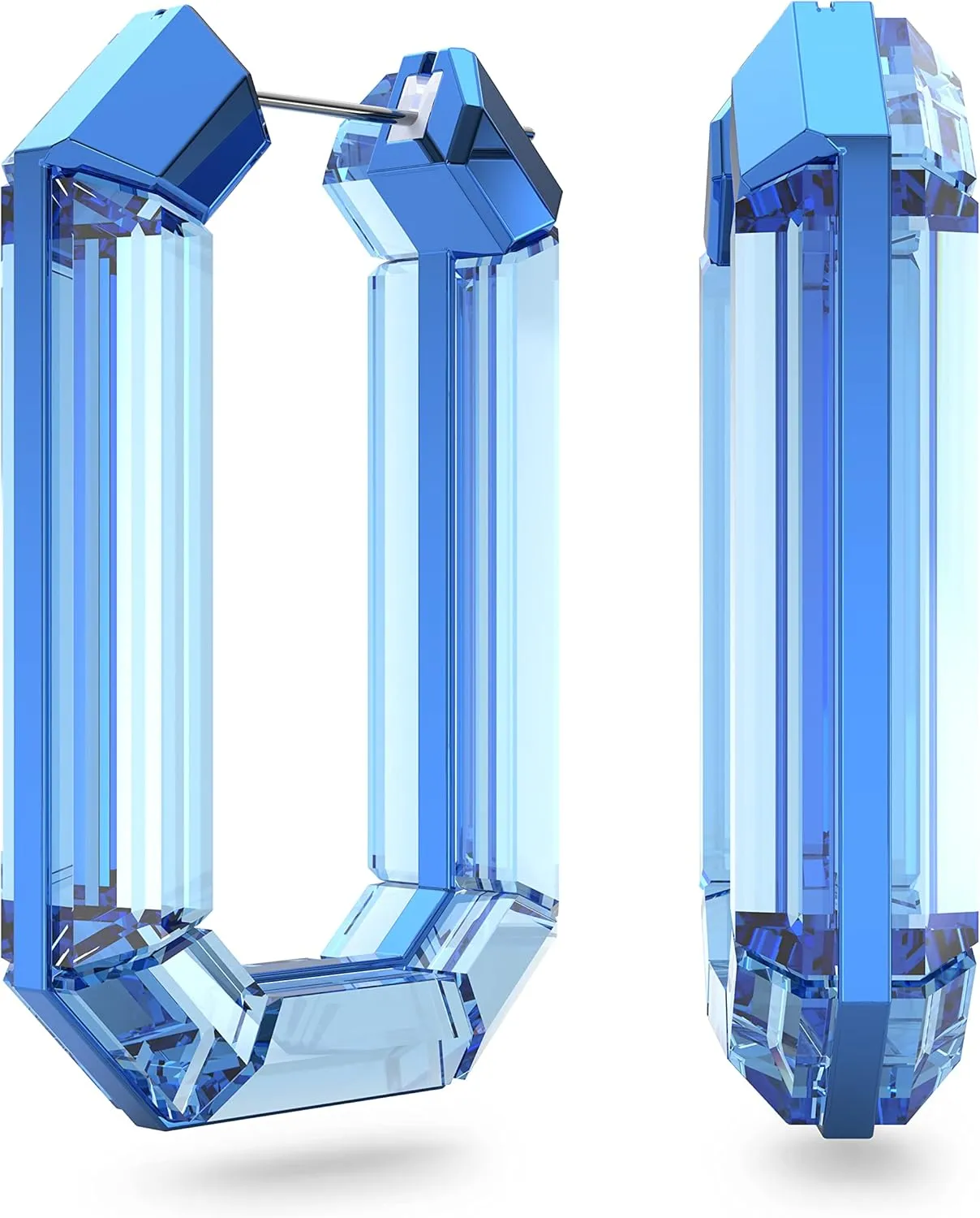 SWAROVSKI Lucent hoop earrings, Blue, Rhodium Finish