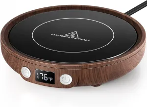 SWEETFULL Mug Warmer - 36W Coffee Cup Warmer for Desk with 3-Temp Settings Display, 2-12H Timer, Candle Warmer Plate, Coffee Accessories for Women Men Mom Dad - Wood
