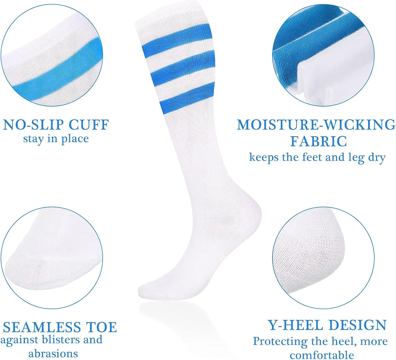 Syhood 6 Pairs Neon Knee High Socks Stretchy Roller Skate Socks for Women, Men, Soccer Softball Team Sports