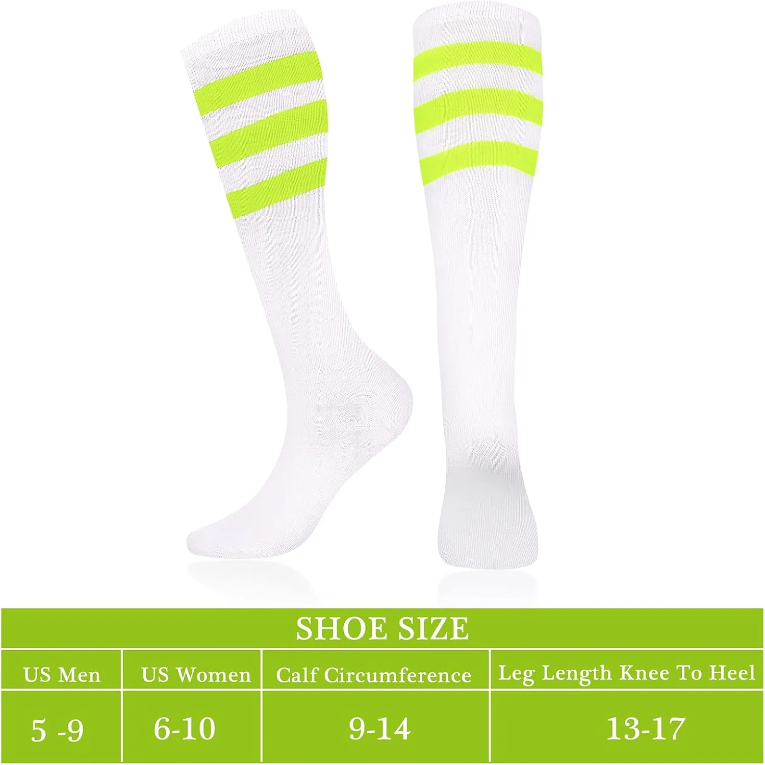Syhood 6 Pairs Neon Knee High Socks Stretchy Roller Skate Socks for Women, Men, Soccer Softball Team Sports