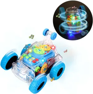 TAKIHON Sensory Toys for Kids with Autism,Light Up Toys Car for Toddlers 1-3,Bump and Go Toy Car with Colorful Moving Gears,Music,LED Effect,360°Rolling Twister,Monster Truck Toy,Toddler Car