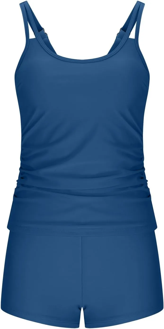 Tankini Swimsuits with Shorts Two Piece Tummy Control Bathing Suit Seamless High Waisted Modest 2025 Summer Beachwear