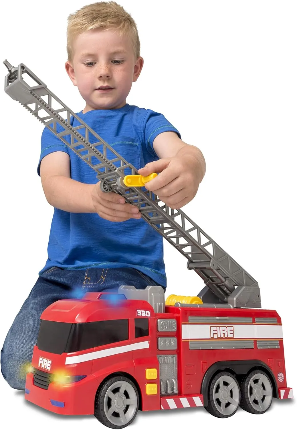 Teamsterz Mighty Machines Large Fire Engine | Fire Truck with Realistic Lights and Sounds | Kids' Play Figures and Vehicles Toy Car Set | for Ages 3 and Over
