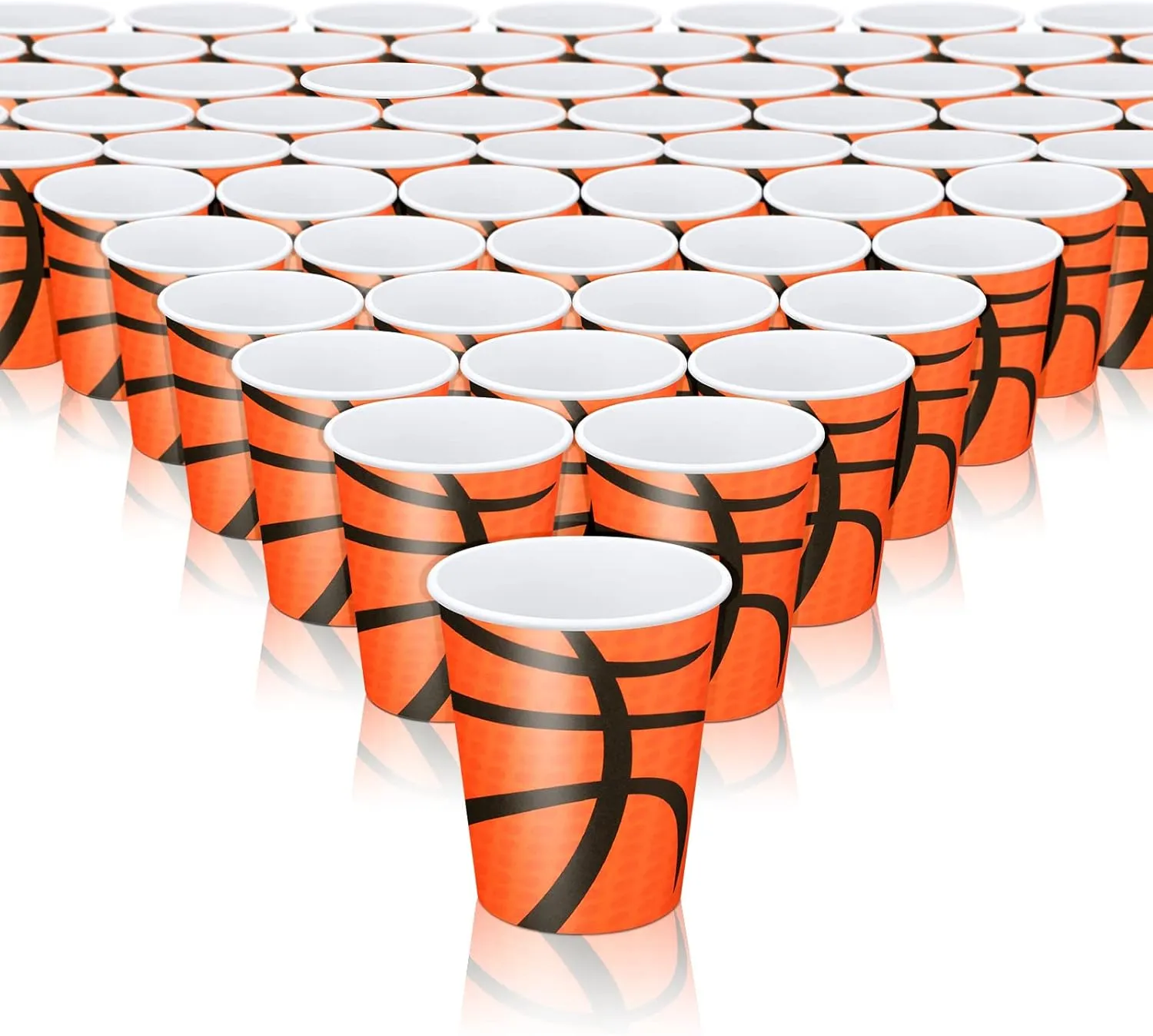Teling 100 Pieces Basketball Themed Party Paper Cups Disposable 9oz Paper Cups for Sports Supplies Decorations Drinking for Birthday Party Favors