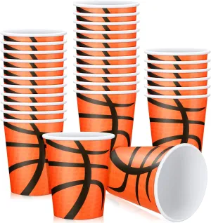 Teling 100 Pieces Basketball Themed Party Paper Cups Disposable 9oz Paper Cups for Sports Supplies Decorations Drinking for Birthday Party Favors